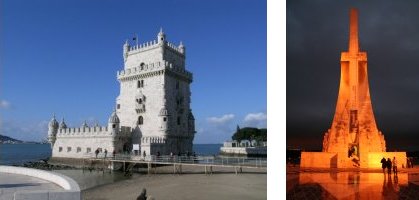 The Discoveries Monument and the Tower of Belem in Lisbon