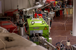 The 'green' permanent magnet installed on the transfer beam line